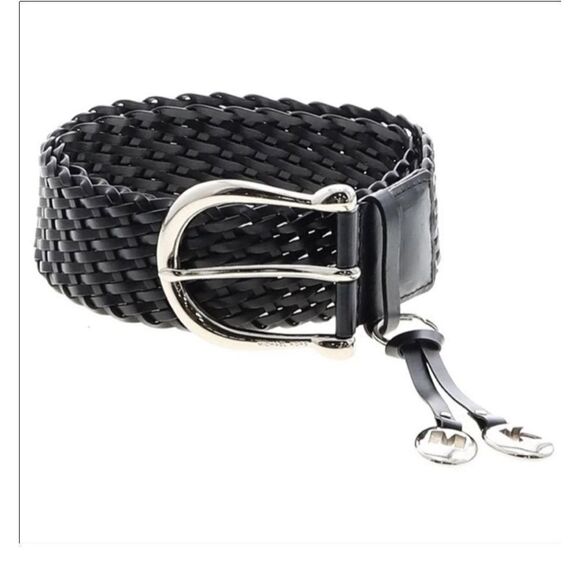 Michael Kors Black Leather Braided Belt M - Picture 1 of 6